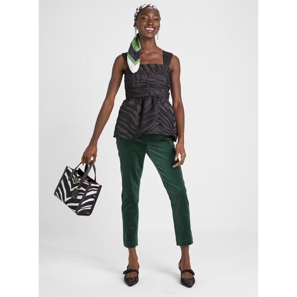 Kate Spade Bold Zebra Jacquard‎ Black Tank Top Shirt Size 4 NWT - Picture 1 of 9